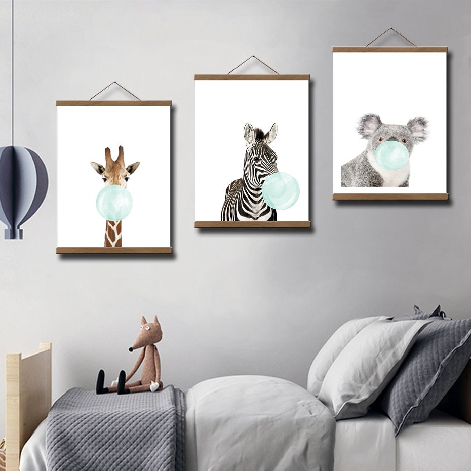 Pine Wood Magnetic Poster Hanger Natural Frame